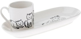 Porcelanowy kubek z podstawką Koty 90 ml