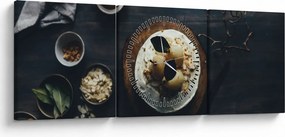 Obraz deseru na stole (z zegarem) (90x30 cm)