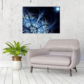 Obraz na szkle ciemnoniebieskiego kwiatu (70x50 cm)