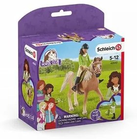 Schleich 42542 Czarnowłosa Sarah z ruchomymi stawami na koniu Mystery