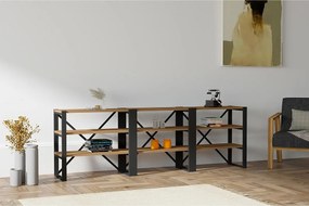 Komoda przemysłowa – 210 x 58,5 x 32 cm – Orzech i czerń – Płyta wiórowa z powłoką melaminową