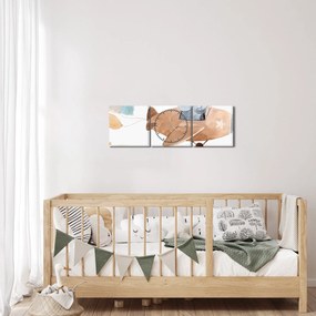 Obraz - Akwarela słoń w samolocie (z zegarem) (90x30 cm)