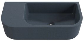Umywalka betonowa wisząca / nablatowa półokrągła z półką bez otworu na baterię 65 x 30 cm LARMO | różne kolory : Kolor - Grafitowy, Typ montażu - podwieszana
