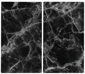 Szklane płyty ochronne MARBLE BLACK na kuchenkę – 2 sztuki, ZELLER