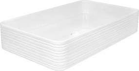 Umywalka ceramiczna nablatowa prostokątna ryflowana biała 67 x 38 cm LAMI
