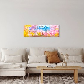 Obraz - Malowana para, akwarela (z zegarem) (90x30 cm)