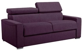 Kanapa 3-osobowa z ekspresowym mechanizmem rozkładania z tkaniny VIZIR - Kolor: fioletowy - Miejsce do spania: 140 cm - Materac 22 cm