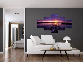 Obraz łodzi rybackich w porcie (125x70 cm)