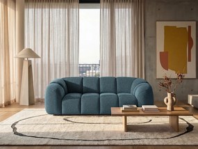 Designer 3-osobowa sofa z tkaniny MALI w kolorze benzyny 240cm - Design Cloud, Pianka wysokoelastyczna, Elegancka struktura