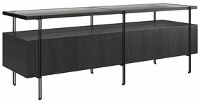Czarna szafka pod TV w dekorze dębu 140x50 cm Wainwright – Queer Eye