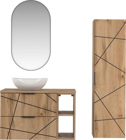 Zestaw wiszących mebli łazienkowych Wood 41, dąb wotan