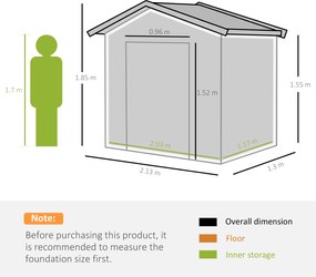 Outsunny domek narzędziowy, metal, żółty, 213 x 130 x 185 cm