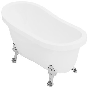 Wanna wolnostojąca retro ze srebrnymi nogami w kształcie lwich łap - 200 l - 145 x 74 x 77 cm - Biała - NISOS II