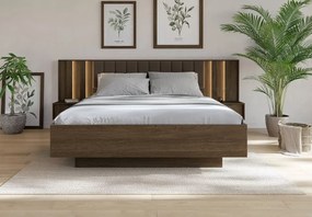 Zestaw mebli sypialnianych Dunin – łóżko, szafa 4D z lustrem, komoda 153 cm LED i szafki nocne