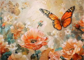 Obraz - Motyl i kwiaty, obraz olejny (70x50 cm)