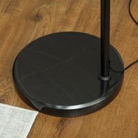 HOMCOM Lampa stojąca z abażurem z liny konopnej, regulowana wysokość, wyłącznik nożny, metal, czarna