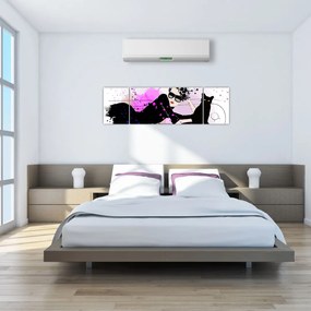 Obraz - Kobieta z czarnym kotem (170x50 cm)