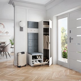 Masseno Garderoba VIRA 95/181/51 cm Nowoczesna Szafa do Przedpokoju Biała, MONOLITH 85 (Szary)