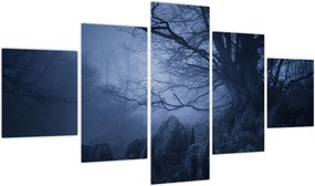 Obraz ciemnego lasu (125x70 cm)