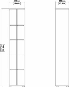 Wąski regał biurowy dwurzędowy 4 półki Sign 40 jackson hickory/biały mat