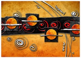 Abstrakcyjny obraz - Planety (70x50 cm)