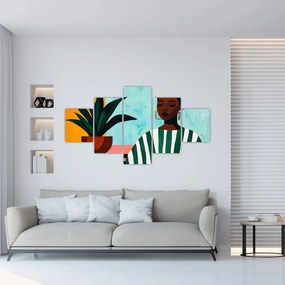 Obraz - Kobieta z kwiatem (125x70 cm)