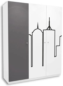 Biało-grafitowa szafa młodzieżowa H8-S93