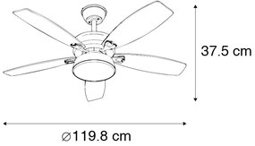 Stalowy Wentylator sufitowy z lampą z pilotem zintegrowanym LED - Malaki Nowoczesny Oswietlenie wewnetrzne