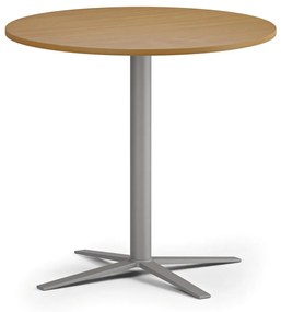 Stolik kawowy AURA, średnica 80 cm, szaro-srebrna podstawa, buk