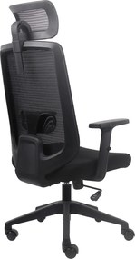 Krzesło biurowe Factor z zagłówkiem i regulacją lędźwi, zgodne z normą BHP