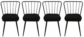 Zestaw krzeseł do jadalni Yildiz Black and Black, 4 szt., 4 szt.