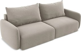 Szarobrązowa aksamitna rozkładana/ze schowkiem sofa 238 cm Kalena – Makamii