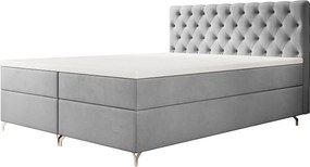 BEDANTE Łóżko CHESTER 180x200 Monolith 84, Jasnoszare, pojemnik, chromowane nogi, małżeńskie, topper, materac, bonell, tapicerowane, MONOLITH