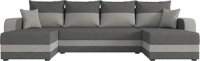 Rozkładany zestaw wypoczynkowy w kształcie U VALERIO 305x140 cm, ciemnoszary/jasnoszary