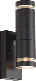 Nowoczesna lampa ścienna zewnętrzna czarna 2-punktowa IP44 z czujnikiem zmierzchu - Dubbla