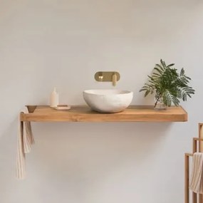 Zestaw Mebli Łazienkowych 130x45 Cm Wiszący Z Drewna Tekowego Neill Drewno Tekowe & Nieregularna Z - Sklum