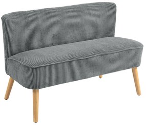 HOMCOM Sofa 2-osobowa, Drewno, Aksamitny poliester, Pianka, 117 x 56,5 x 77 cm, Szara