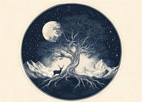 Obraz – Magiczne drzewo z jeleniem I. (70x50 cm)