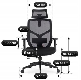 Fotel Biurowy Ergonomiczny Obrotowy BENTO Czarny Nowoczesny