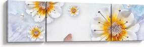 Obraz - Kompozycja z kwiatami i motylami (170x50 cm)