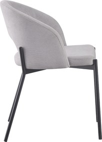 ATENA Krzesło do Jadalni Szare z Oparciem, Czarne Nogi