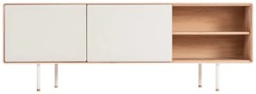 Biało-naturalna szafka pod TV z litego drewna dębowego 180x64 cm Fina – Gazzda