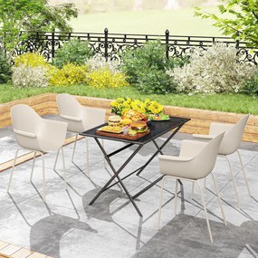 Outsunny Zestaw 4 krzeseł ogrodowych Składane Szare z oparciem Podłokietniki do 120 kg | Aosom PL