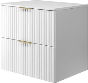 Szafka pod umywalkę, Biały, 60 x 57 x 46 cm, uchwyt złoty + Blat