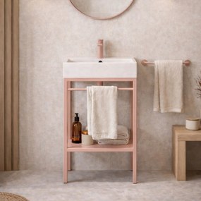 Zestaw umywalka z konglomeratu NAVI 60 x 45 cm + stojąca konsola NAVI Step | Różne kolory | Różne rozmiary : Kolor - Go Color, Otwory na baterię - Bez otworów, Rozmiar - 50 x 45 cm