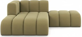 Szezlong z pufą Grand, tkanina Salvador, Oliwkowy, Lewy