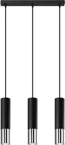 Czarno-chromowana potrójna lampa wisząca tuba T9-L02