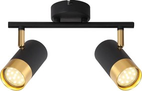 NETTLIFE GU10 Reflektor sufitowy Lampa do korytarza Czarny Złoty Vintage Reflektor 350° Obrotowy do salonu Sypialni Kuchni