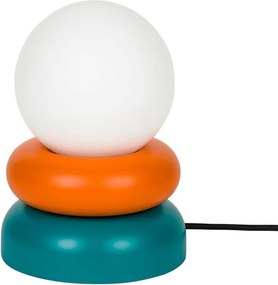 Morska/pomarańczowa lampa stołowa z litego drewna ze szklanym kloszem (wysokość 24 cm) Otem – noo.ma