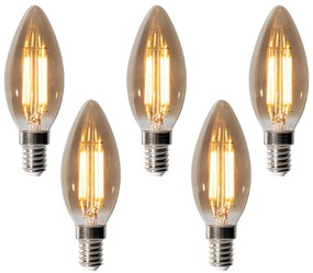 Zestaw 5 ściemnialnych żarówek LED E14 B35 Smoke 4W 300 lm 2200K
